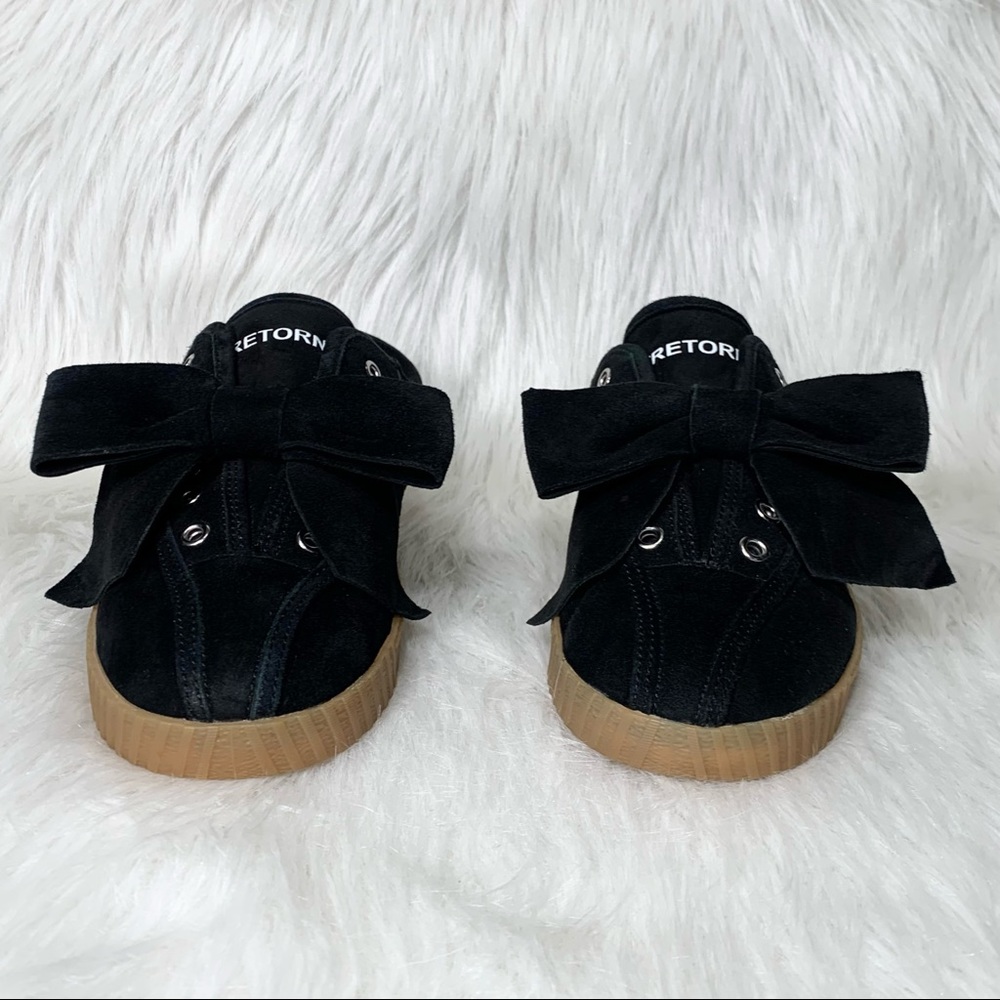 SOLD-Tretorn Black Suede Slip-On Bow Sneakers - Picture 7 of 11